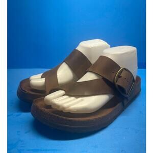 White Mountain Brown Leather Gracie Footbed Sandals - Size 8.5